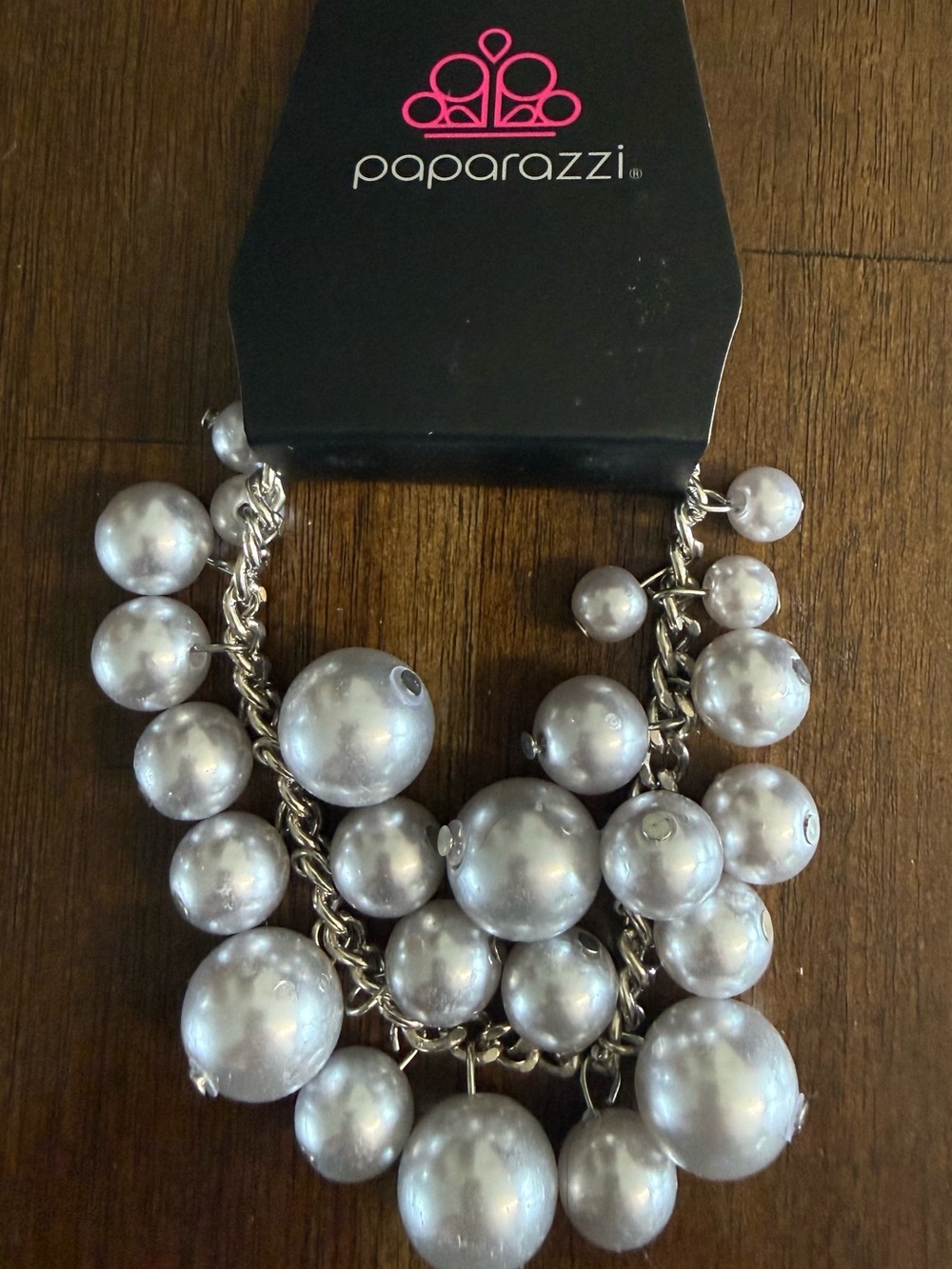 Paparazzi Shimmering Silver Faux Pearl Cluster Bracelet